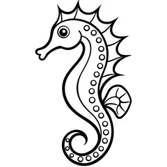 Oceanic Seahorse Jewel a simple line art vector