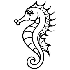 Naklejka premium Oceanic Seahorse Jewel a simple line art vector