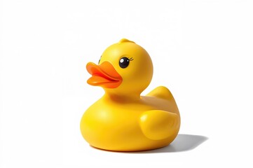 Yellow rubber duck illustration on a plain white background in flat style