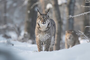 Snow-covered Lynx in Winter