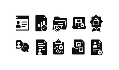 Business and communication icon set. solid style for professional presentations