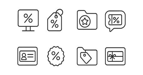 E-commerce, shopping outline icon set. online business, sales, retail icons outline collection