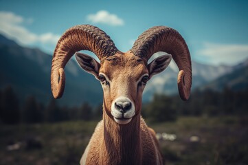 Obraz premium Westernmost and smallest mouflon subspecies native to Mediterranean islands