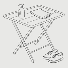 Simple outline icon of a collapsible table for design and illustration