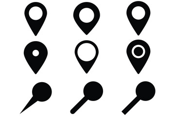 Location pins in black and red colors Set of location pin icon vector. location vector icon set. point illustration sign collection. position symbol. place logo. red pin isolated. map pin location 