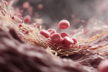 Microscopic view of cells within tissue. Evokes health, medicine, and biology. Great for scientific publications, medical websites, and educational materials.