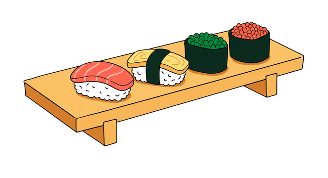 Delicious japanese cuisine sushi platter with salmon egg and seaweed rolls for a tasty meal time on transparent background - Powered by Adobe