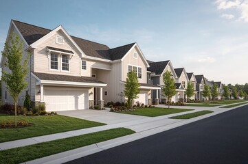 Contemporary residential buildings in a newly developed neighborhood.