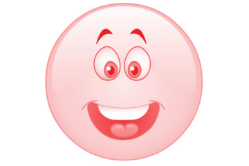 A glowing red egg with a happy cartoon face and wide eyes isolated on transparent background