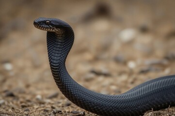 Fototapeta premium Close-up of an Indigo Snake Lifting Its Head