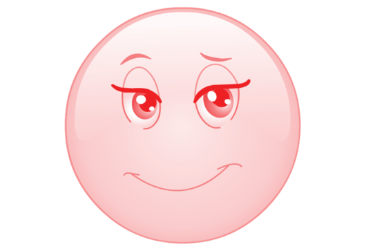 A stylized red egg with a mischievous face featuring glowing eyes and a subtle smile isolated on transparent background