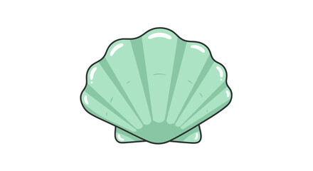 Mint seashell ocean sea life beach coastal nautical clam shell marine biology illustration art on transparent background