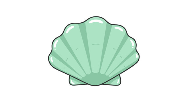 Mint seashell ocean sea life beach coastal nautical clam shell marine biology illustration art on transparent background