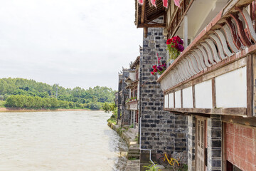 The view of the river behind the stilt houses