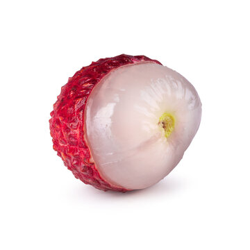 Fresh lychee or litchi is tropical fruit isolated on white background.