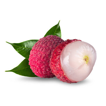 Fresh lychee or litchi is tropical fruit isolated on white background.