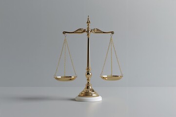 Justice scales on a neutral gray backdrop digitally created by AI