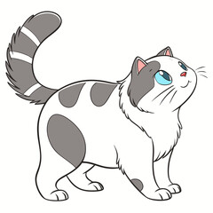 Cute cartoon cat with grey spots