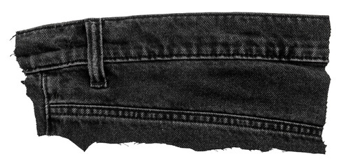 Piece of torn denim on a white background. Denim texture