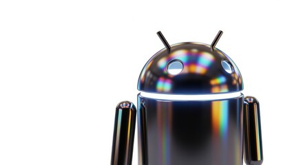 Metallic Android Robot with Colorful Reflections