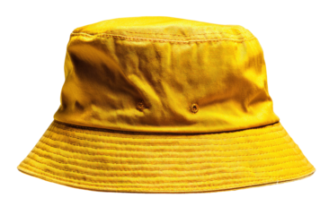 Bright yellow bucket hat, slightly textured