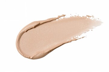 Fototapeta premium Creamy gray mousse foundation with matte finish and smudge-proof powder on plain background