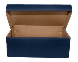 Empty open cardboard box on a white background. Package. Isolate paper boxes