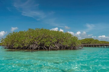 Fototapeta premium Mangrove area near a coastal dock