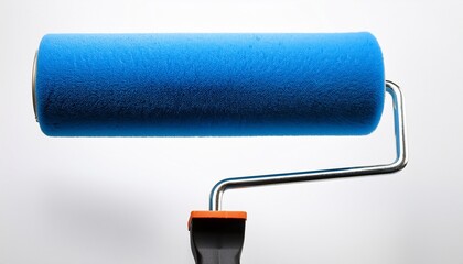 Obraz premium isolated paint roller with blue stripe ready for painting