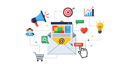 Email Marketing Strategy and Digital Communication Icon Set for Successful Campaigns