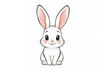 Obraz premium Cartoon illustration of a single rabbit
