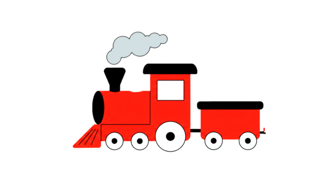 Cartoon train engine locomotive steam transportation railroad vehicle illustration graphic design art on transparent background