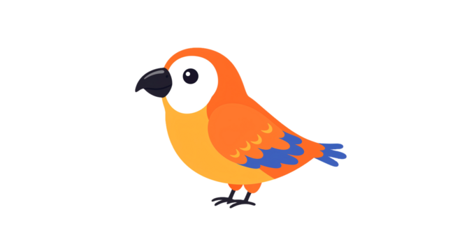 Cute vibrant parrot illustration avian animal tropical bird colorful exotic wildlife nature drawing art on transparent background - Powered by Adobe