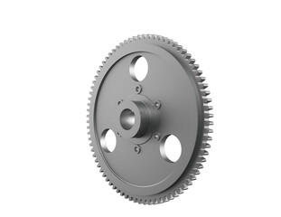 High-Resolution 3D Render of a Grey Metal Mechanical Gear: Essential Power Transmission Part with...