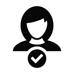 User Success Icon - Solid Black Glyph for Admin & Account Verification in Glyph Style Illustration