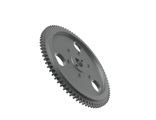 High-Resolution 3D Render of a Grey Metal Mechanical Gear: Essential Power Transmission Part with Intricate Design for Advanced Industrial Systems, Engineering, Modern Manufacturing Technology.