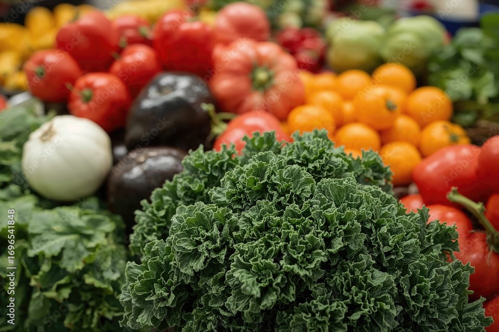 Poster Various Types Of Vegetables With A Soft Focus Background