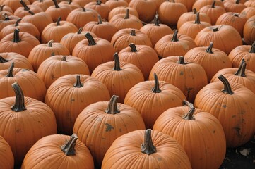 Numerous pumpkins spread across the field during an autumn celebration