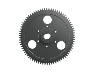 High-Resolution 3D Render of a Grey Metal Mechanical Gear: Essential Power Transmission Part with Intricate Design for Advanced Industrial Systems, Engineering, Modern Manufacturing Technology.