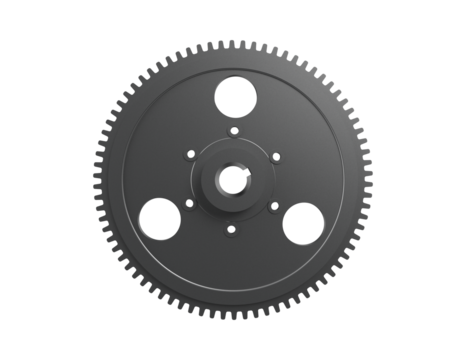 High-Resolution 3D Render of a Grey Metal Mechanical Gear: Essential Power Transmission Part with Intricate Design for Advanced Industrial Systems, Engineering, Modern Manufacturing Technology.