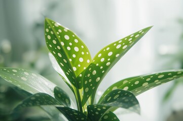 Obraz premium Houseplant with Polka-Dot Leaves Indoors