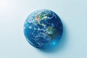 Fototapeta premium Creative illustration of the planet as a cascading blue wave representing water coverage on half the globe