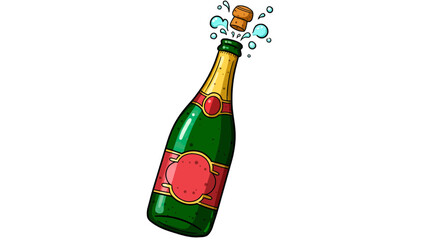 Celebration sparkling wine bottle popping cork festive occasion party drink cheers new year anniversary on transparent background