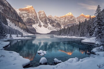 A breathtaking alpine lake surrounded by majestic mountains