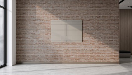 Contemporary exposed brick wall design with signage