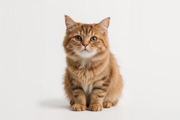 Adorable feline posed against a plain white background, created with AI generation techniques