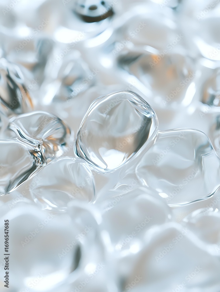 Aufkleber clear ice cubes in extreme macro photography showing crystalline structure and light refraction, cre