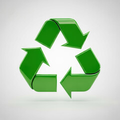 Obraz premium Green recycling symbol isolated on white background