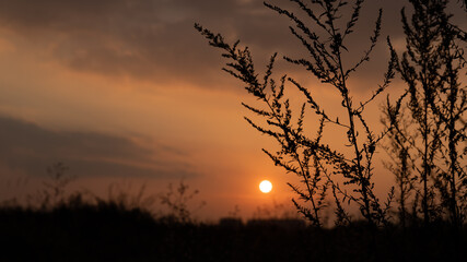 The setting sun, its afterglow, and the natural scenery