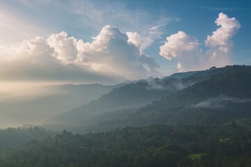 Obraz premium Foggy mountain landscape